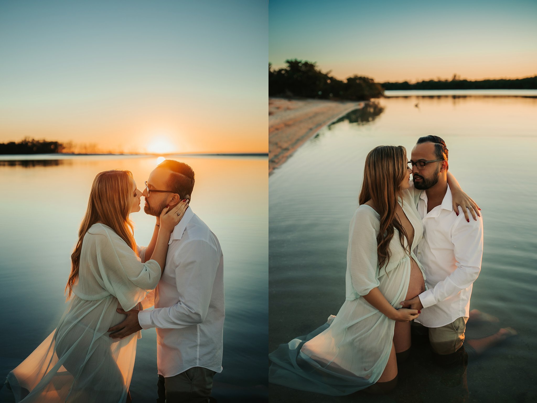 couples pregnancy portraits in the water, st pete fl 