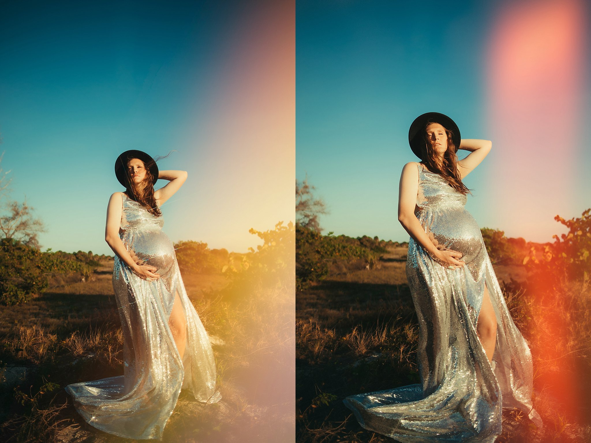 70s style pregnancy photos at the beach, st Pete fl