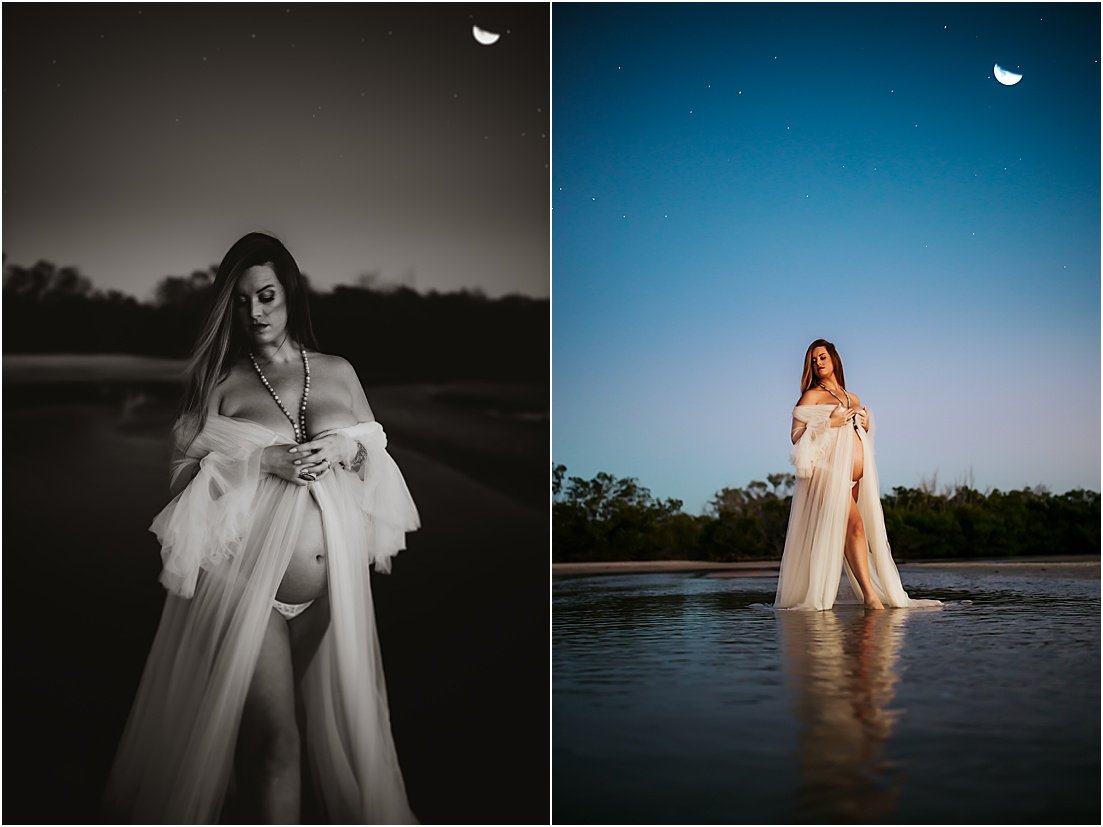 pregnancy pictures in the beach, dark and moody maternity largo 